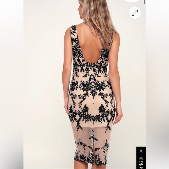 Bardot Nude Embroidered Mesh Midi Dress - Picture 3 of 12